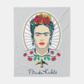 Frida Kahlo | Vintages Blumen Fleecedecke (Vorderseite)