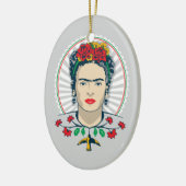 Frida Kahlo | Vintages Blumen Keramik Ornament (Links)