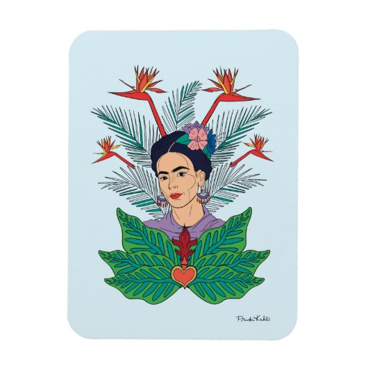Frida Kahlo | Vögel von Paradies, florale Grafik Magnet (Vertikal)