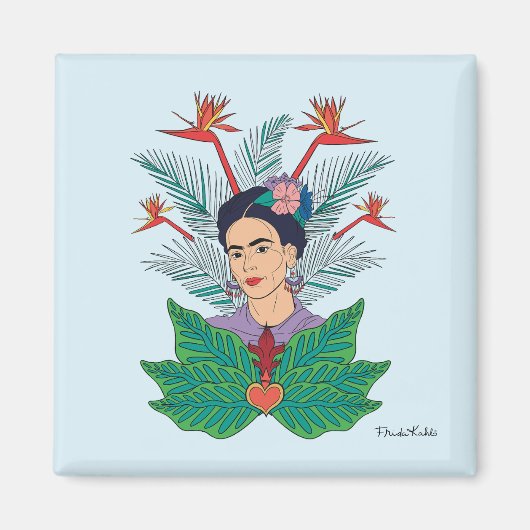 Frida Kahlo | Vögel von Paradies, florale Grafik Magnet (Vorne)