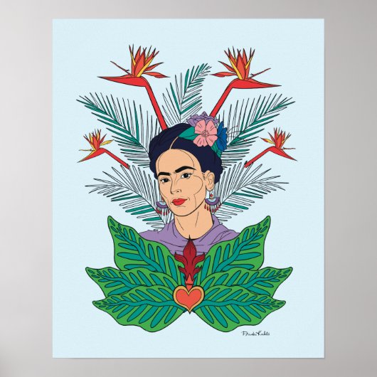 Frida Kahlo | Vögel von Paradies, florale Grafik Poster (Vorne)