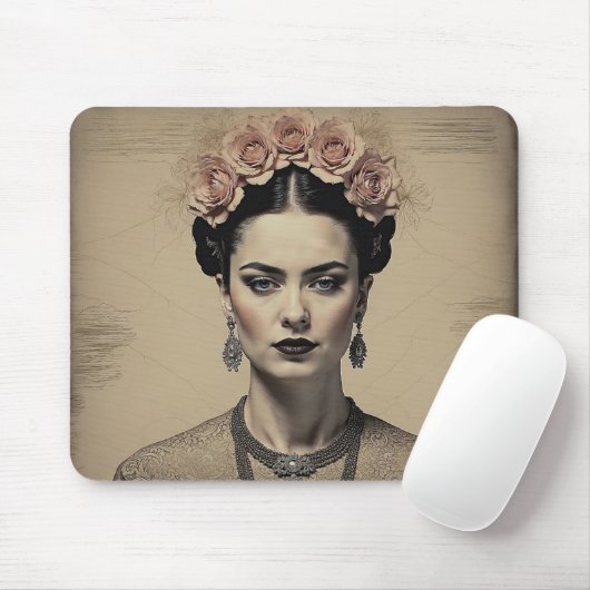 Frida Kahlos Charme: Vintage Doppelexposition Mousepad (Mit Mouse)