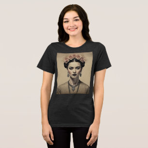 Frida Kahlos Charme: Vintage Doppelexposition Tri-Blend Shirt
