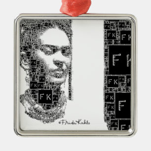 Frida Kahloschwarzweiss-Porträt Silbernes Ornament