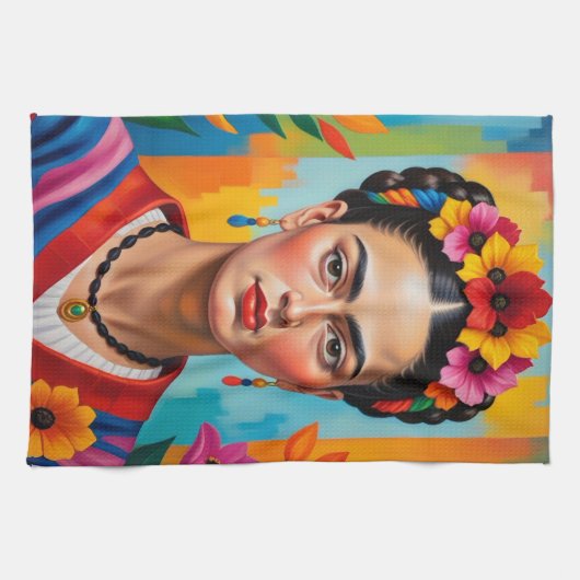 Frida Kohlo Pop Art Deco Malerei Küche Handtuch (Horizontal)