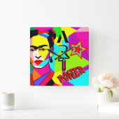 Frida POP ART Quadratische Wanduhr (Zuhause)