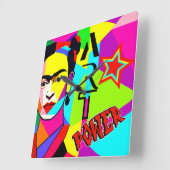 Frida POP ART Quadratische Wanduhr (Winkel)