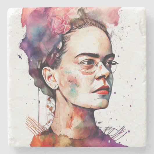 Frida Portrait Steinuntersetzer (Vorderseite)