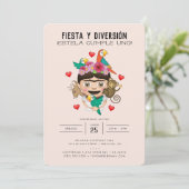 FridaMoji Fiesta Geburtstag Einladung (Stehend Vorderseite)