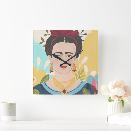 Frida's Garden Collection Quadratische Wanduhr (Zuhause)