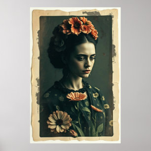 Frida's Garden of Solitude - Vintages Portrait Art Poster
