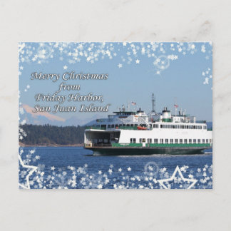Friday Harbor Ferry Christmas Happy Holidays Feiertagspostkarte