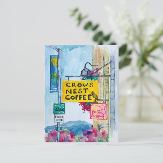 Friday Harbor Washington Coffee Business Signs Postkarte (Stehend Vorderseite)