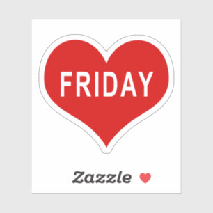 FRIDAY Rotes Herz Vinyl Aufkleber