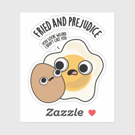 Fried and Prejudice Funny Egg Pun Aufkleber (Blatt)