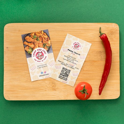 Fried Chicken Business | Modern Bright Barcode Visitenkarte