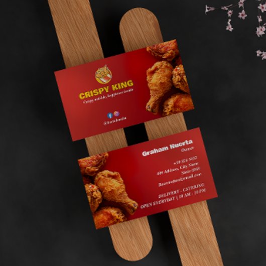 Fried Chicken Business | Modern Bright Red Visitenkarte