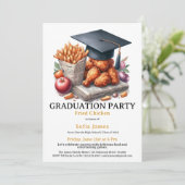 Fried Chicken Graduation Party Celebration Einladung (Stehend Vorderseite)