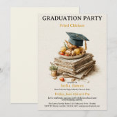 Fried Chicken Graduation Party Celebration Einladung (Vorne/Hinten)