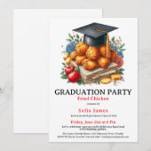 Fried Chicken Graduation Party Celebration Einladung (Vorne/Hinten)
