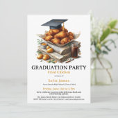 Fried Chicken Graduation Party Celebration Einladung (Stehend Vorderseite)