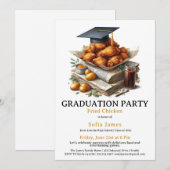 Fried Chicken Graduation Party Celebration Einladung (Vorne/Hinten)