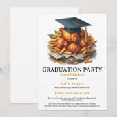 Fried Chicken Graduation Party Celebration Einladung (Vorne/Hinten)