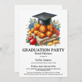 Fried Chicken Graduation Party Celebration Einladung (Vorne/Hinten)