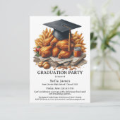 Fried Chicken Graduation Party Celebration Einladung (Stehend Vorderseite)