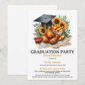 Fried Chicken Graduation Party Celebration Einladung (Vorne/Hinten)