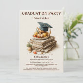 Fried Chicken Graduation Party Celebration Einladung (Stehend Vorderseite)