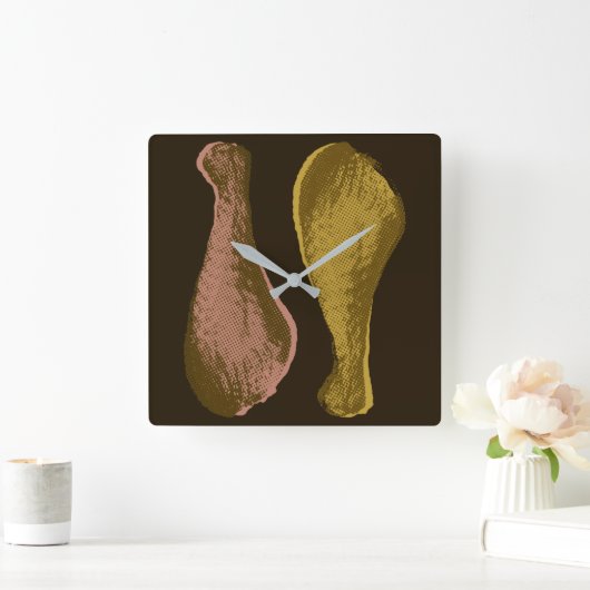 Fried Chicken Legs Quadratische Wanduhr (Zuhause)