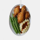 Fried Chicken, Mashed Potatoes and Green Beans Ornament Aus Metall (Vorderseite Rechts)