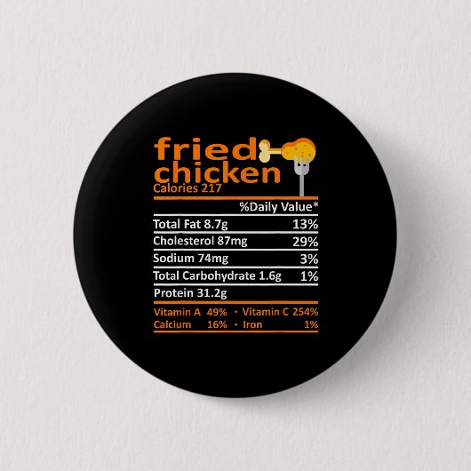 Fried Chicken Nutrition Food Facts Thanksgiving Fu Button (Vorderseite)
