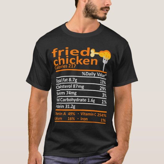 Fried Chicken Nutrition Food Facts Thanksgiving Fu T-Shirt (Vorderseite)