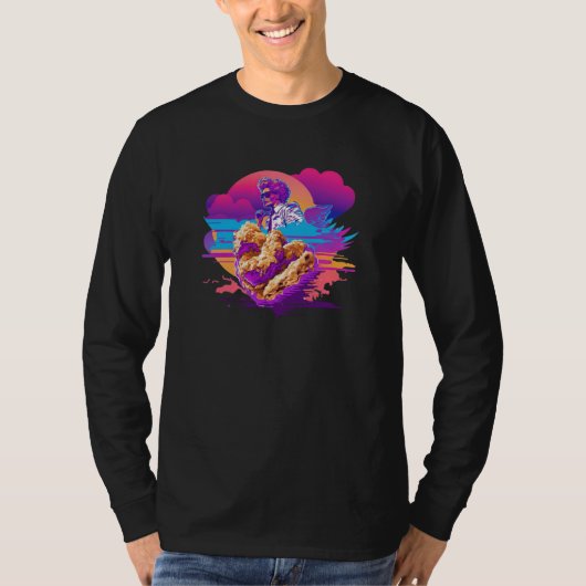 Fried Chicken Synthwave 80s Retrowave Aesthetic  1 T-Shirt (Vorderseite)