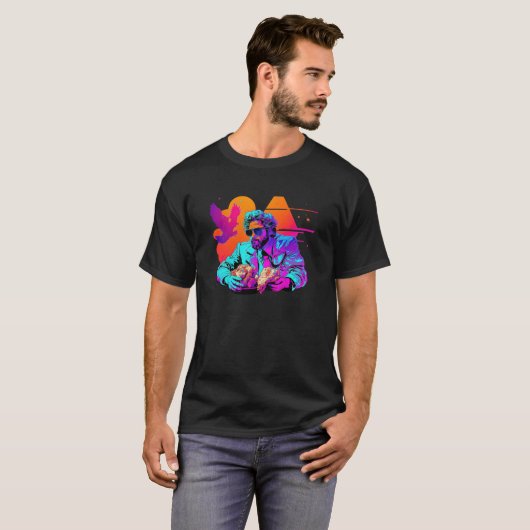 Fried Chicken Synthwave 80s Retrowave Aesthetic T-Shirt (Vorne ganz)