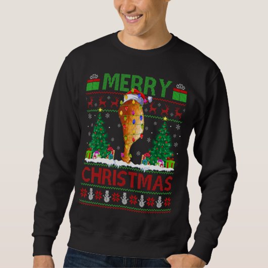 Fried Chicken Xmas Tree Ugly Fried Chicken Christ Sweatshirt (Vorderseite)