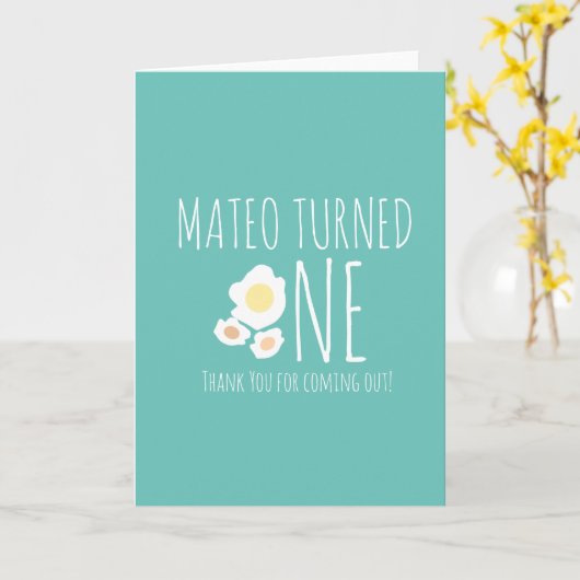 Fried Egg First Birthday Vielen Dank Karte (Gelbe Blume)