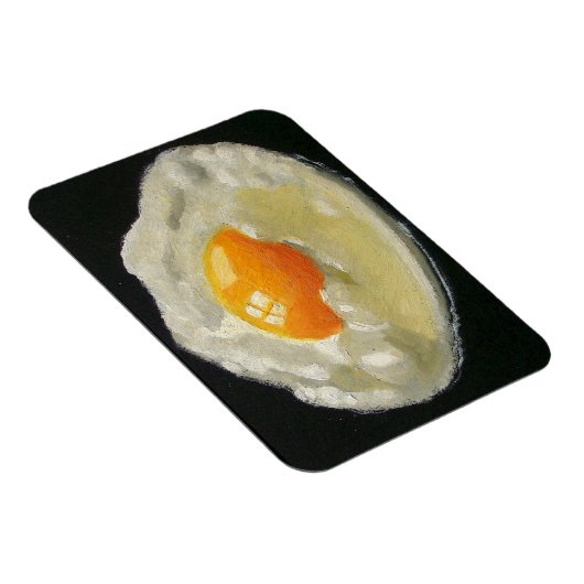 Fried Egg on Black: Realistisches Gemälde Magnet (Rechte Seite)