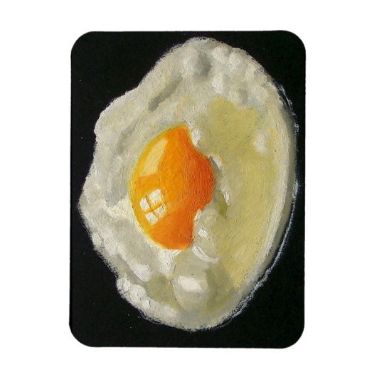 Fried Egg on Black: Realistisches Gemälde Magnet (Vertikal)