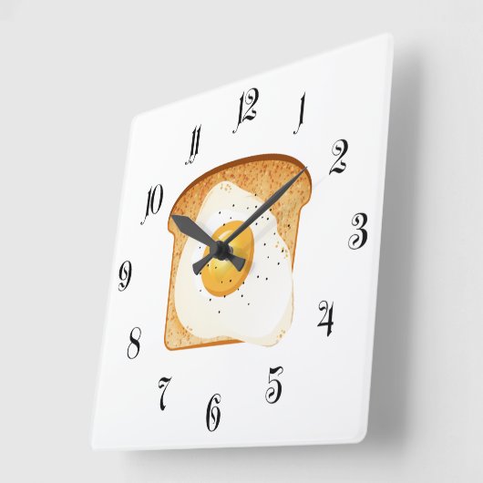 Fried egg on toast quadratische wanduhr (Winkel)