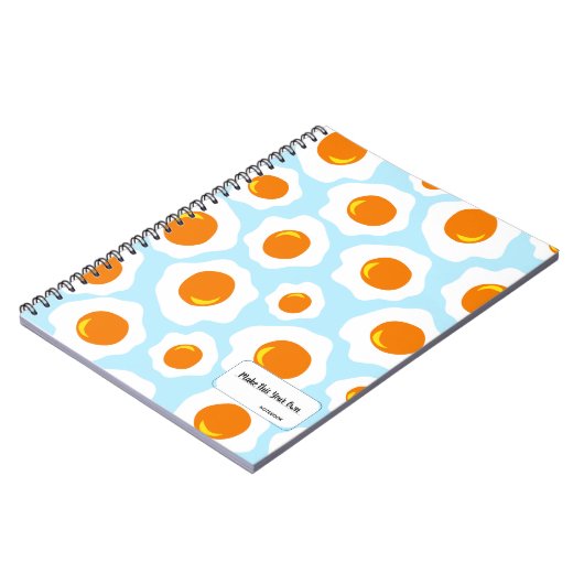 Fried Egg Pattern on Blue Background Notebook Notizblock (Linke Seite)
