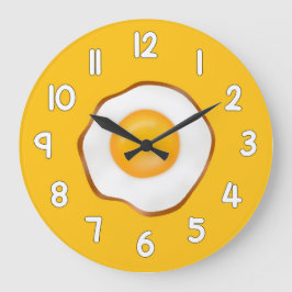 Fried Egg Wall Clock – Fun Kitchen Breakfast Home  Große Wanduhr