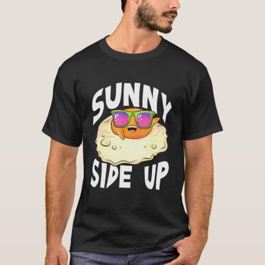 Fried Egg Wearing Sonnenbrille Sonniges Ei T-Shirt (Vorderseite)