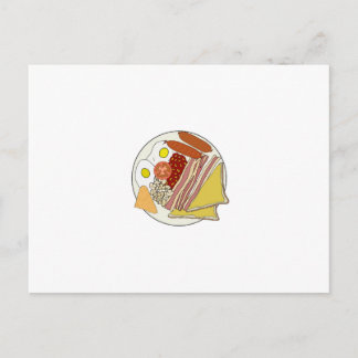 Fried English Breakfast Plate Postkarte
