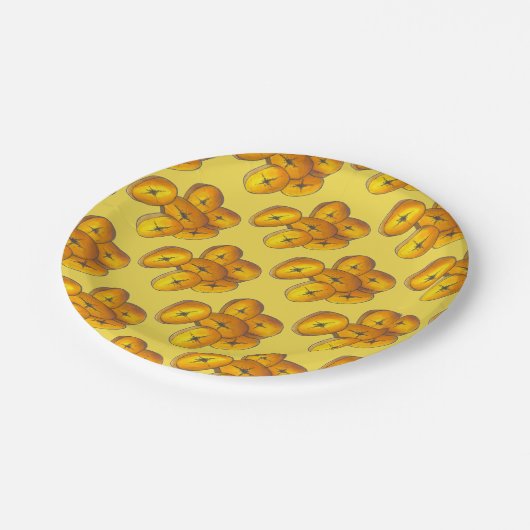 Fried Plantains Kochen Bananen Karibik Lebensmitte Pappteller (Schrägansicht)