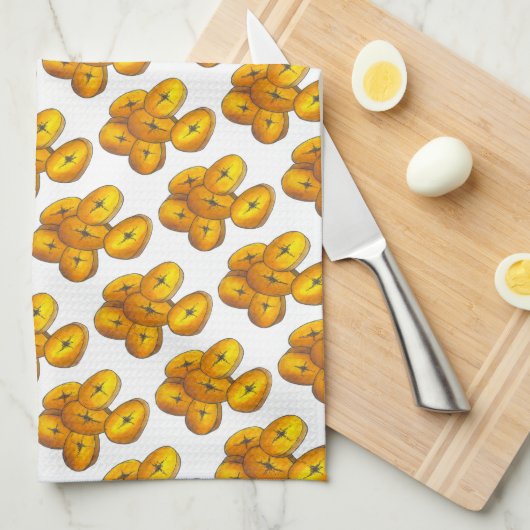 Fried Plantains Kochen Bananen Puerto Rico Nahrung Geschirrtuch (Viertel Falte)