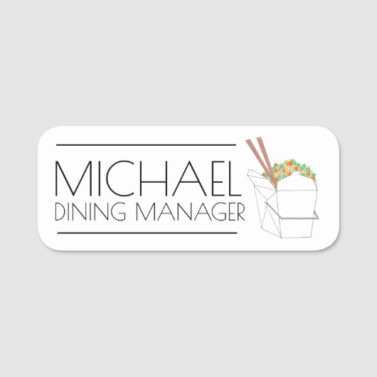 Fried Rice Chopsicks Chinesisches Restaurant Ausfl Namensschild (Vorderseite)