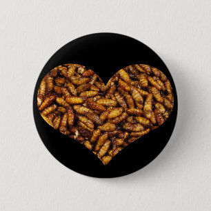 Fried Silk Worms Heart Button